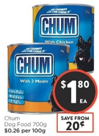 Foodworks Chum Dog Food 700g offer