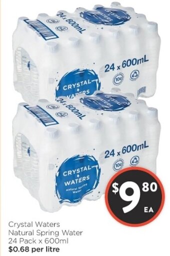Foodworks Crystal Waters Natural Spring Water 24 Pack x 600ml offer
