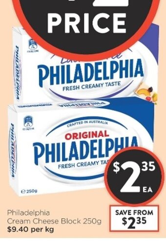 Foodworks Philadelphia Cream Cheese Block 250g offer