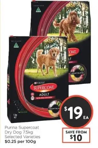 Foodworks Purina Supercoat Dry Dog 7.5kg Selected Varieties offer