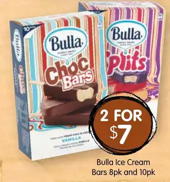 Spudshed Bulla Ice Cream Bars 8pk and 10pk offer