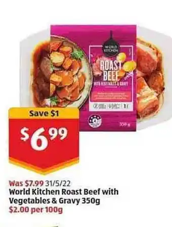 ALDI World Kitchen Roast Beef With Vegetables & Gravy 350 G offer
