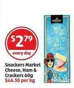 Snackers Market Cheese, Ham & Crackers 60 G