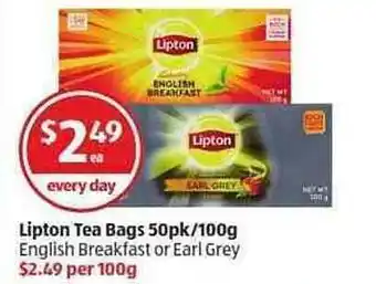 ALDI Lipton Tea Bags 50pk-100 G offer