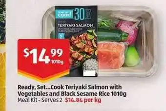 ALDI Ready, Set Cook Teriyaki Salmon With Vegetables And Black Sesame Rice offer