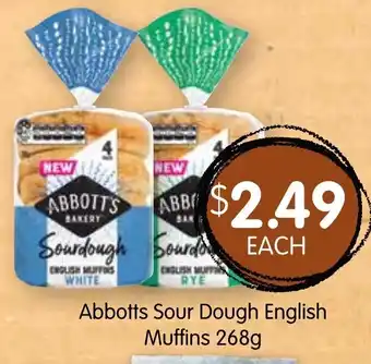 Abbott's Sour Dough English Muffins 268g