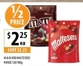 Supabarn M & M And Maltesers Range 120/180g offer