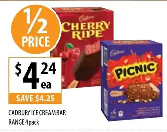 Supabarn Cadbury Ice Cream Bar Range 4 Pack offer