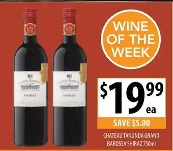 Supabarn Chateau Tanunda Grand Barossa Shiraz 750ml offer