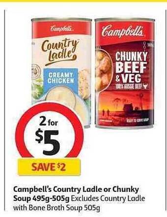 Coles Campbell's Country Ladle Or Chunky Soup offer