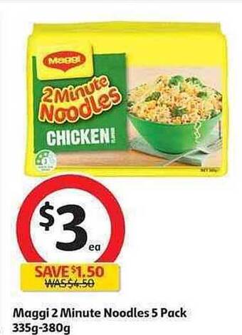 Coles Maggi 2 Minute Noodles 5 Pack offer