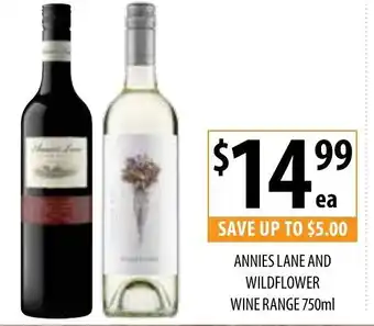 Supabarn Annies Lane and Wildflower Wine Range 750ml offer