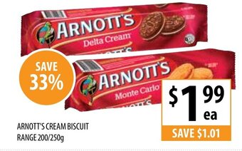 Supabarn Arnott's Cream Biscuit Range 200/250g offer