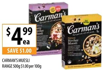 Supabarn Carman's Muesli Range 500g offer