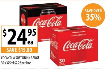 Supabarn Coca-Cola Soft Drink Range 30x375ml offer