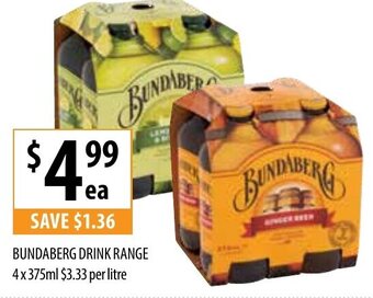 Supabarn Bundaberg Drink Range 4x375ml offer