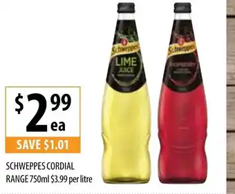 Supabarn Schweppes Cordial Range 750ml offer