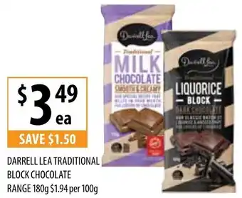 Supabarn Darrell Lea Traditional Block Chocolate Range 180g offer
