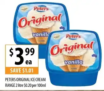 Supabarn Peters Original Ice Cream Range 2 Litre offer