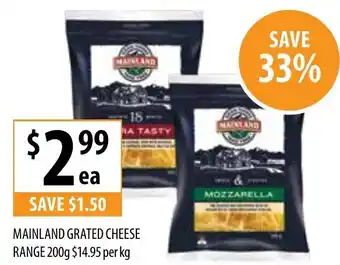 Supabarn Mainland Grated Cheese Range 200g offer