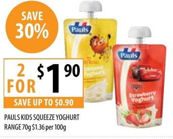 Pauls Kids Squeeze Yoghurt Range 70g