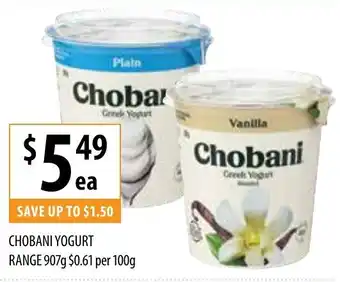 Supabarn Chobani Yogurt Range 907g offer