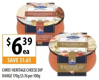 Supabarn Chris' Heritage Cheese DIP Range 170g offer