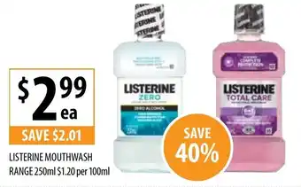 Supabarn Listerine Mouthwash Range 250ml offer