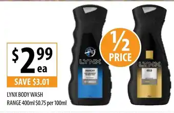 Supabarn Lynx Body Wash Range 400ml offer