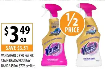 Vanish Gold Pro Fabric Stain Remover Spray Range 450ml