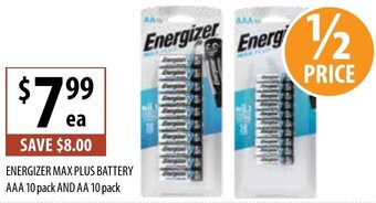 Supabarn Energizer Max Plus Battery AAA 10 Pack and AA 10 Pack offer