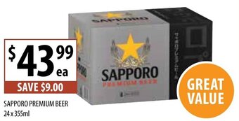 Supabarn Sapporo Premium Beer 24x355ml offer