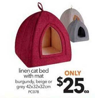 Cheap as Chips Linen Cat Bed With Mat offer