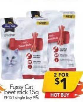 Cheap as Chips Fussy Cat Beef Stick 15g offer