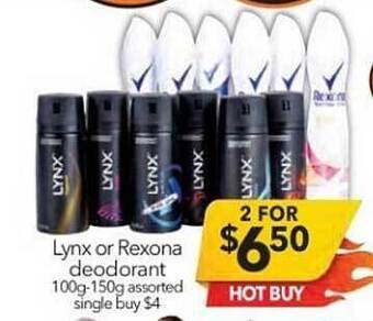 Cheap as Chips Lynx Or Rexona Deodorant offer
