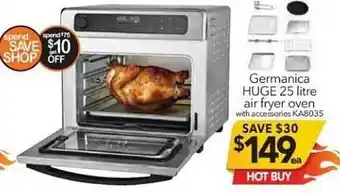Cheap as Chips Germanica Huge 25 Litre Air Fryer Oven offer