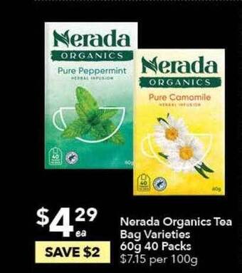 Ritchies Nerada Organics Tea Bag offer