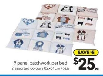 Cheap as Chips 9 Panel Patchwork Pet Bed 82x61cm offer