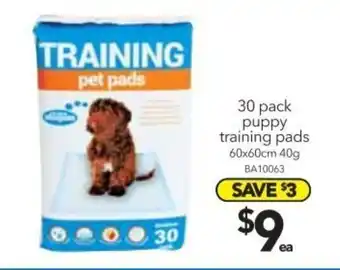 Cheap as Chips 30 pack Puppy Training Pads 60x60cm 40g offer