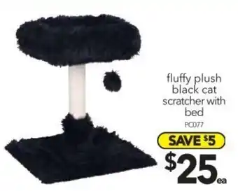 Cheap as Chips fluffy Plush Black Cat Scratcher with Bed offer