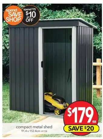 Cheap as Chips Compact Metal Shed 91.4 x 152.4cm offer