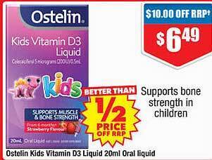 Chemist Warehouse Ostelin Kids Vitamin D3 Liquid 20ml Oral Liquid offer