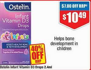 Chemist Warehouse Ostelin Infant Vitamin D3 Drops 2.4ml offer