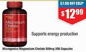 Chemist Warehouse Microgenics Magnesium Chelate 500mg 200 Capsules offer