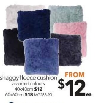 Cheap as Chips Shaggy Fleece Cushions 40x40cm offer