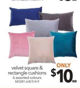 Cheap as Chips Velvet Square & Rectangle Cushions offer