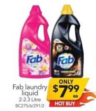 Cheap as Chips Fab Laundry Liquid 2-2.3 Litre offer