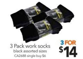 Cheap as Chips 3 Pack Work Socks offer