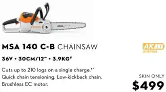 STIHL MSA 140 C-B Chainsaw 36V . 30cm/12 . 3.9kg offer