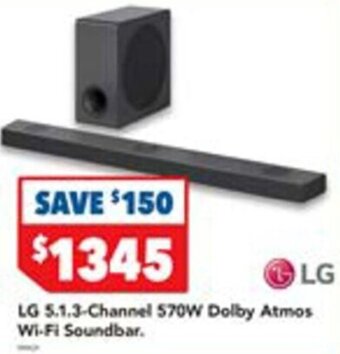 Harvey Norman LG 5.1.3-Channel 570W Dolby Atmos Wi-Fi Soundbar. offer